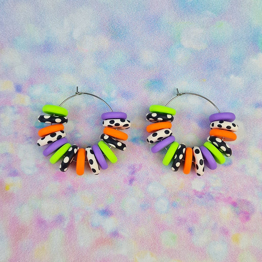 Halloween Polka Dot Beaded Hoops -Limited Edition