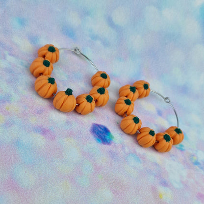 Orange Pumpkin Beaded Hoops -Limited Edition