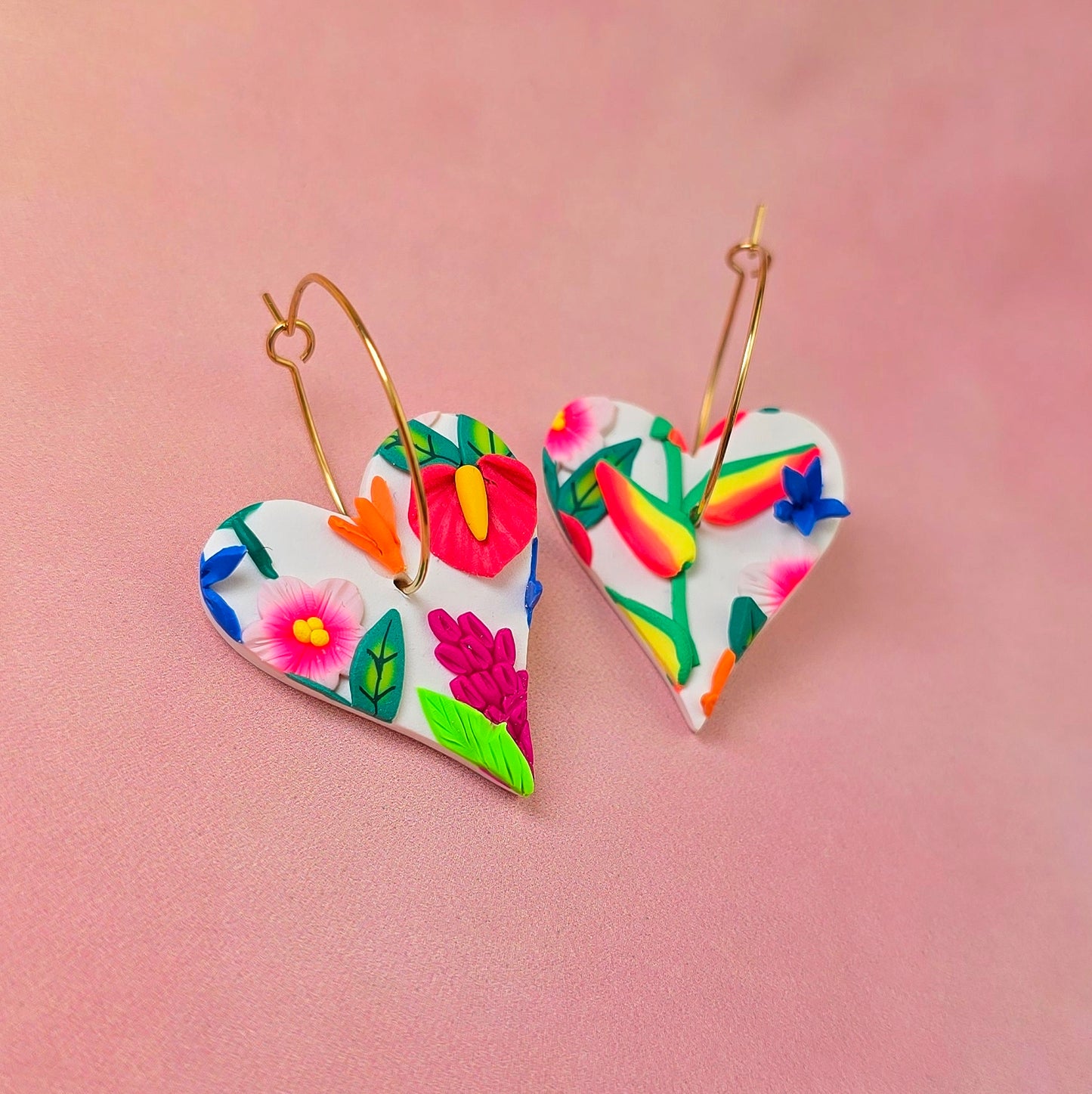 Hawaiian Sunrise Heart Dangles