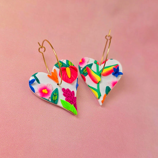 Hawaiian Sunrise Heart Dangles