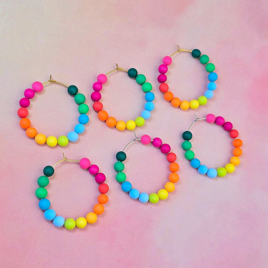 Hawaiian Sunrise Beaded Hoops