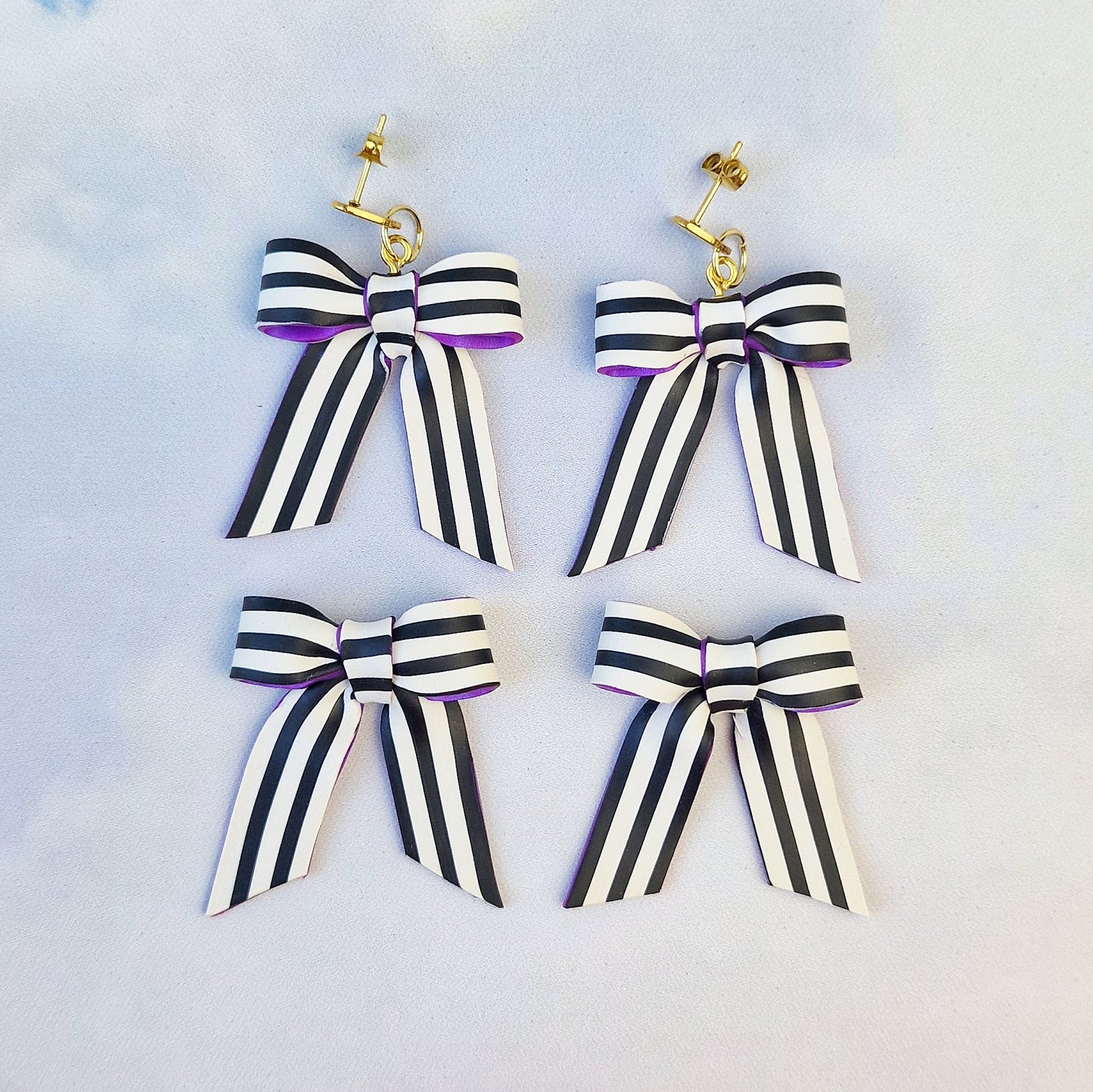 Black and White Stripey Mini Bows