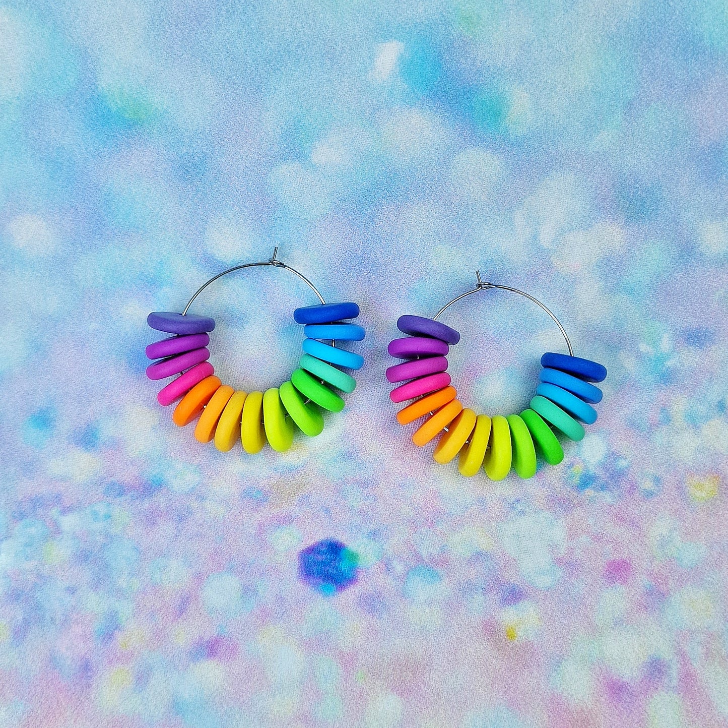 Neon Bouquet Beaded Hoops