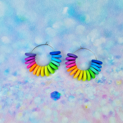 Neon Bouquet Beaded Hoops