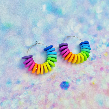 Neon Bouquet Beaded Hoops