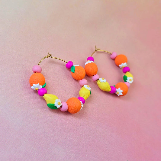 Citrus Paradise Beaded Hoops