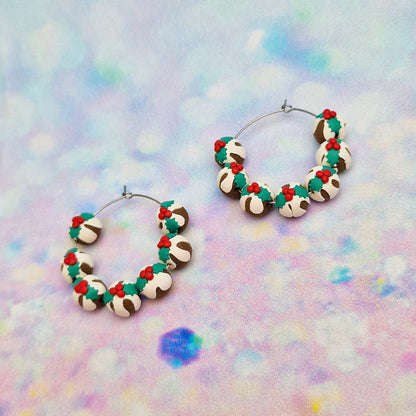 Christmas Pud Beaded Hoops