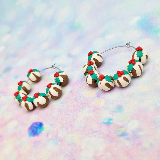 Christmas Pud Beaded Hoops