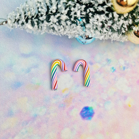 Christmas- Colourful Candy Cane Studs