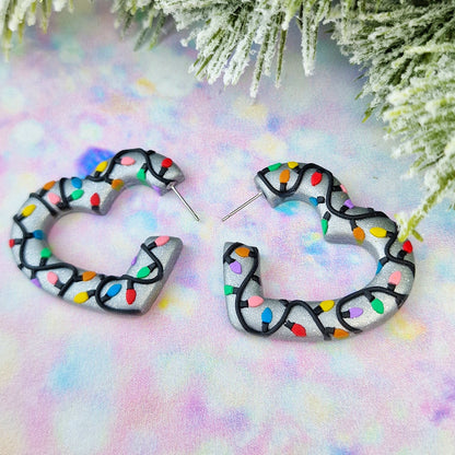 Christmas- Fairy Light Large Heart Shaped Hoops