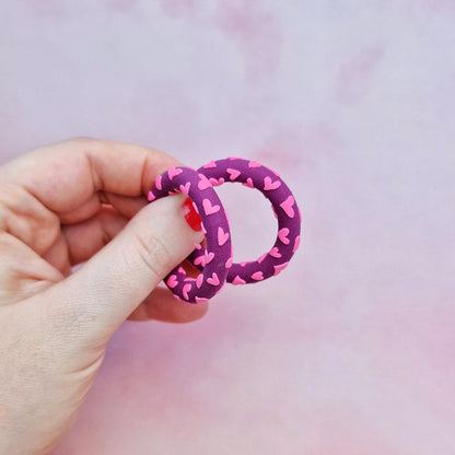 Pink and Burgundy Heart Hoops