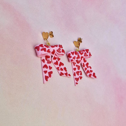 Pink and Red Heart Bows