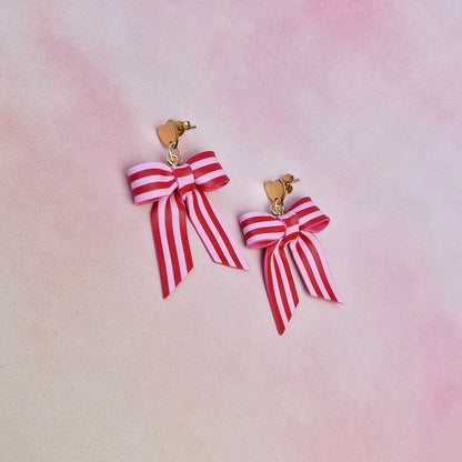 Pink and Red Stripe Bows