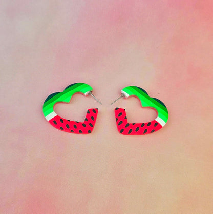Watermelon Sugar Heart Hoops