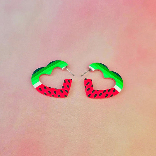 PRE ORDER Watermelon Sugar Heart Hoops