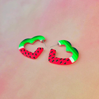 Watermelon Sugar Heart Hoops