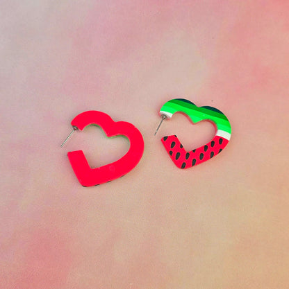 Watermelon Sugar Heart Hoops