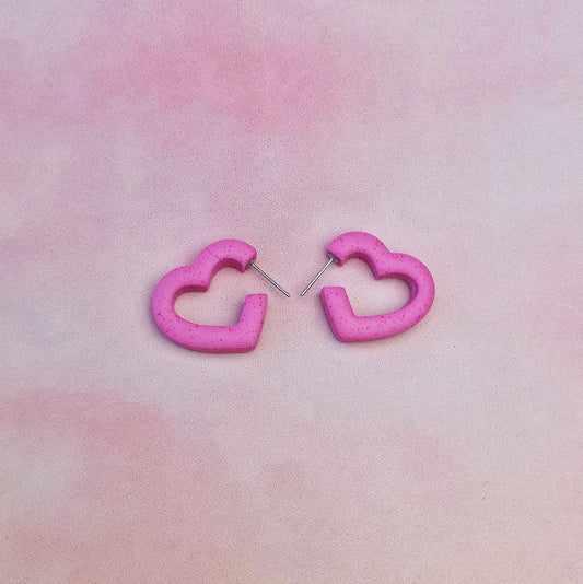 Pink Mini Heart Hoops