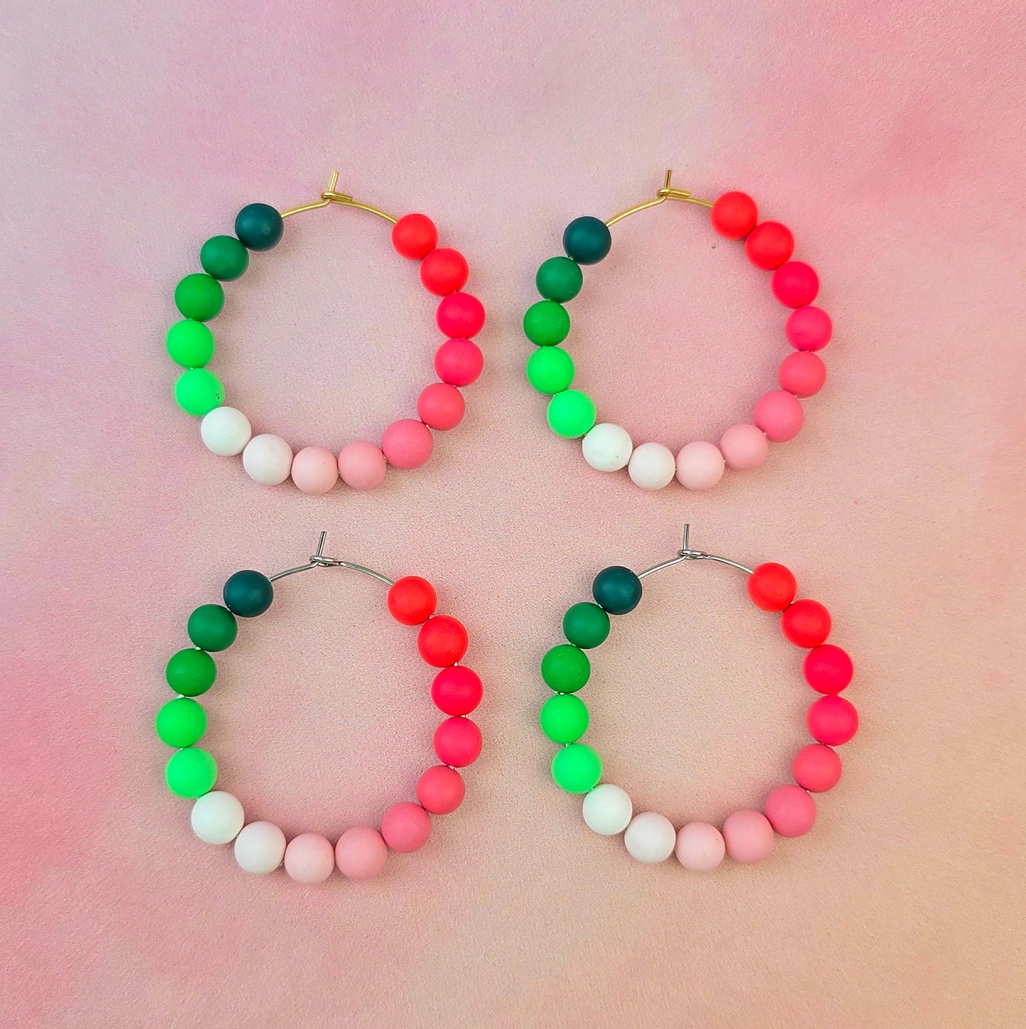 Watermelon Sugar Beaded Hoops