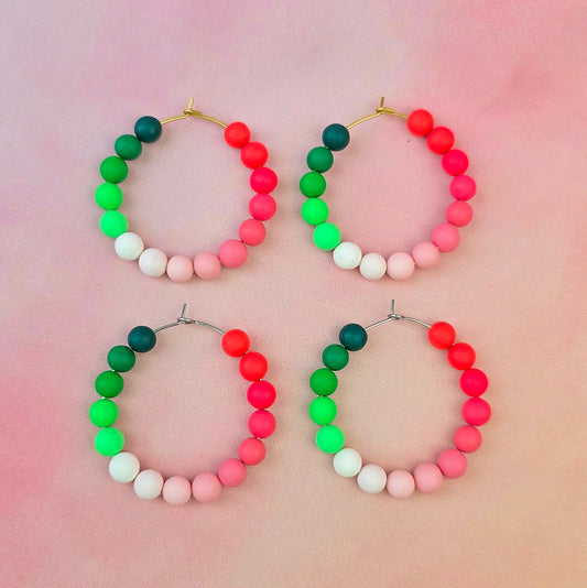 Watermelon Sugar Beaded Hoops