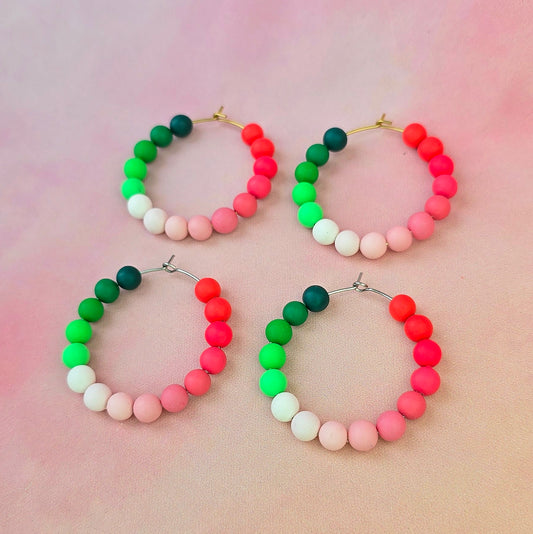 Watermelon Sugar Beaded Hoops