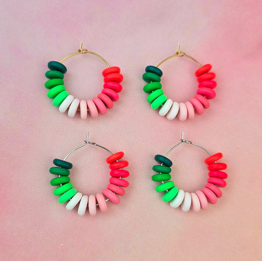 Watermelon Sugar Mini Beaded Hoops
