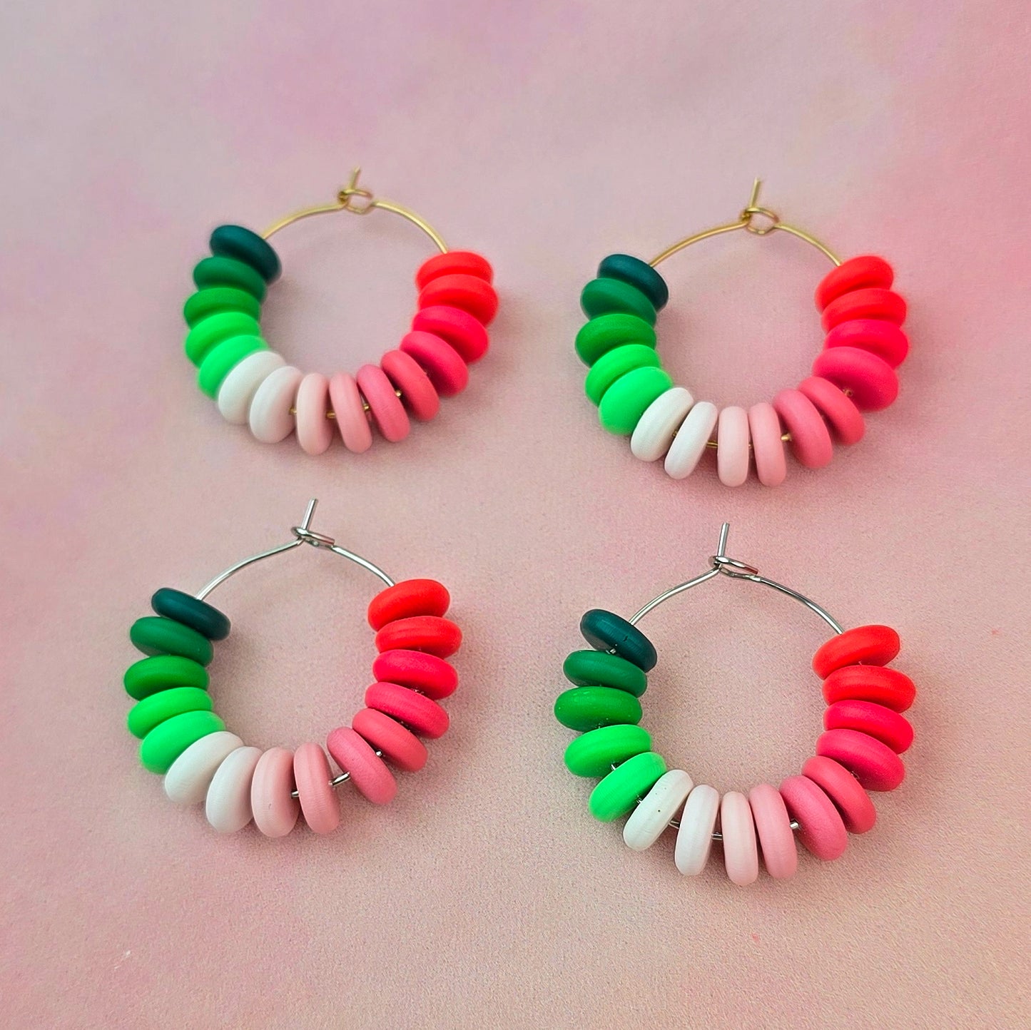 Watermelon Sugar Mini Beaded Hoops