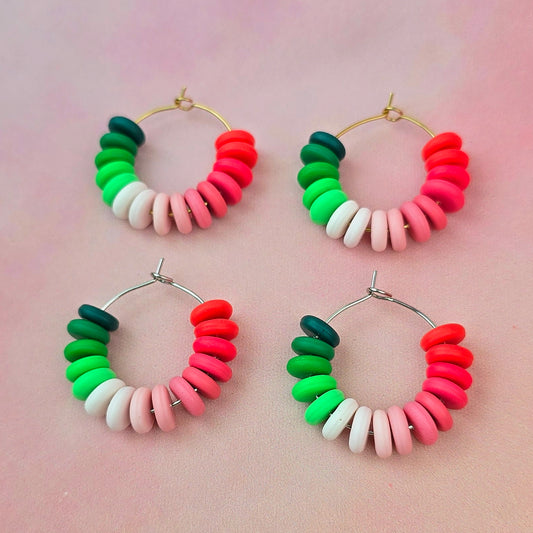 Watermelon Sugar Mini Beaded Hoops