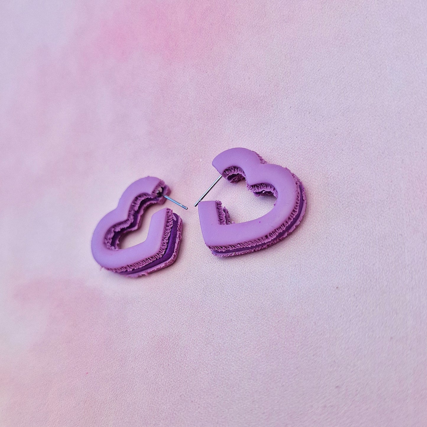 Blackcurrant Macaron Mini Heart Hoops