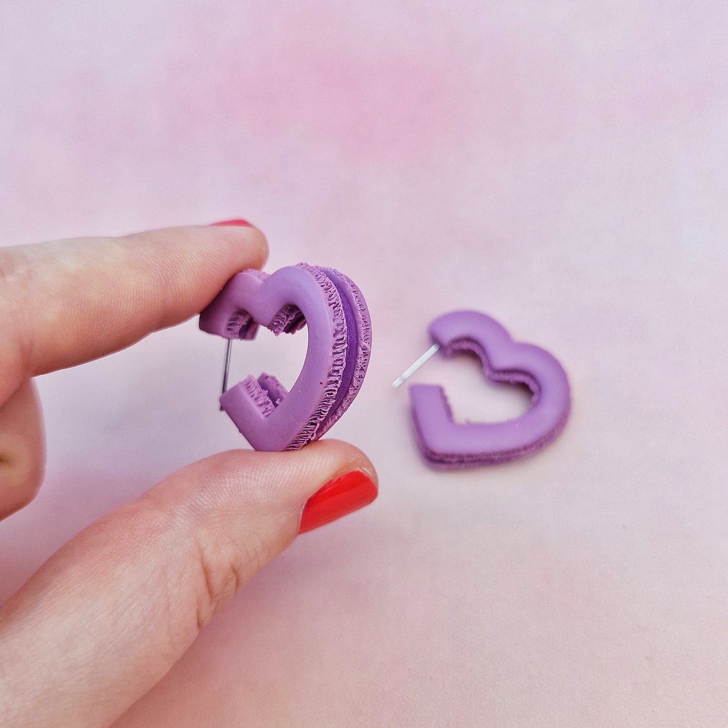 Blackcurrant Macaron Mini Heart Hoops