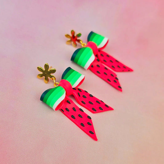 Watermelon Sugar Mini Bow Dangles