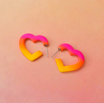 Citrus Paradise Ombre Heart Hoops