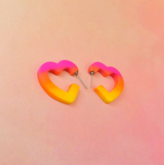 Citrus Paradise Ombre Heart Hoops