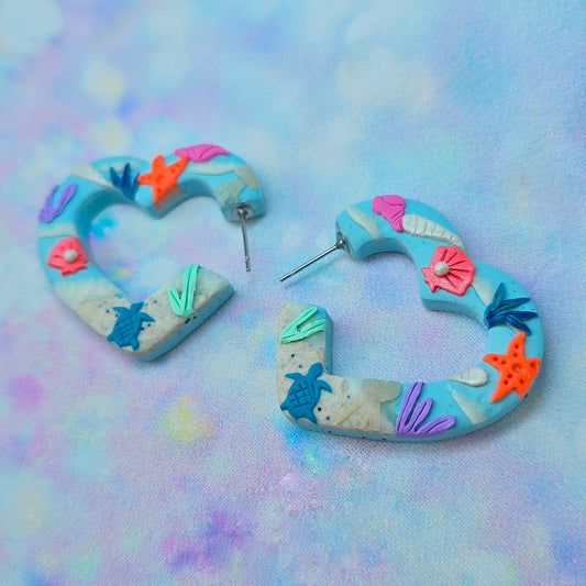 Beach Heart Hoops in Medium