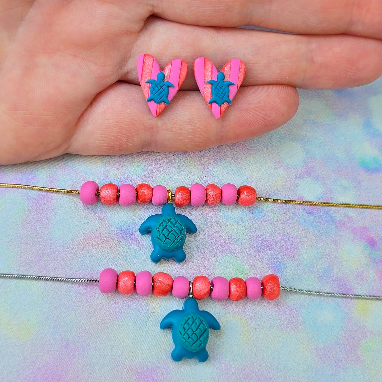 Beach Turtle Stud & Necklace Set