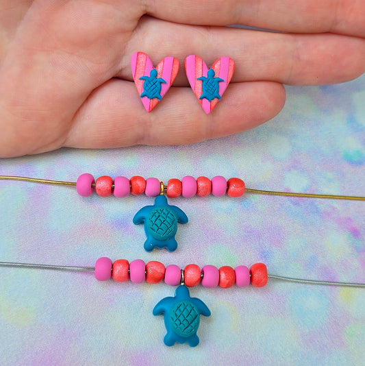 Beach Turtle Stud & Necklace Set