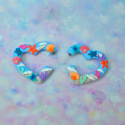 Beach Heart Hoops in Medium