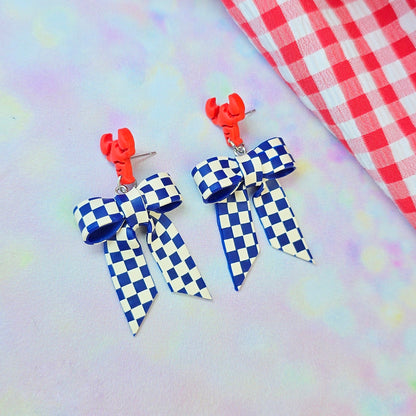 Italian Lobster Checkerboard Mini Bow Dangles