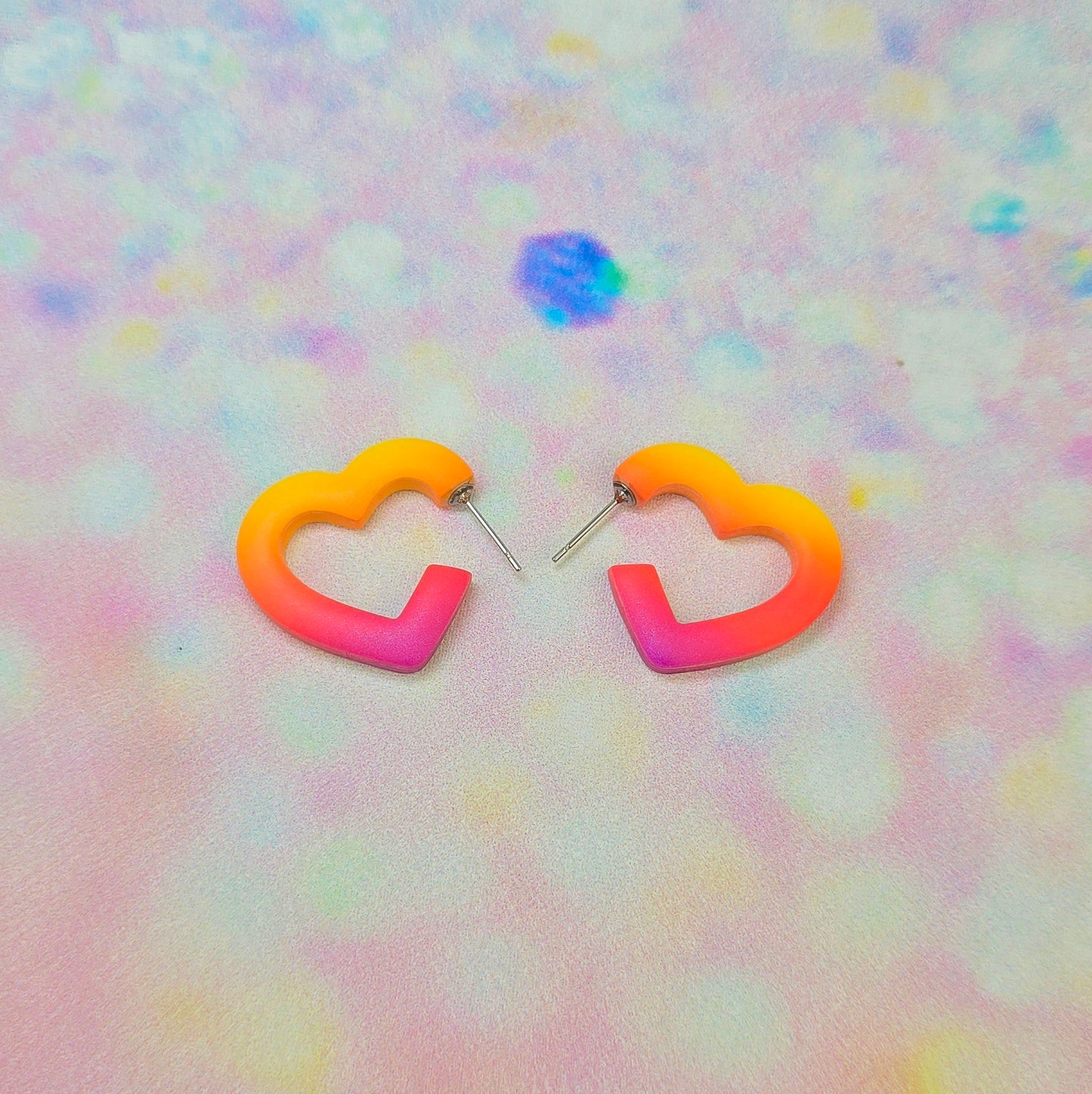 Mini Sunset Ombre Heart Hoops