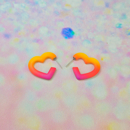 Mini Sunset Ombre Heart Hoops