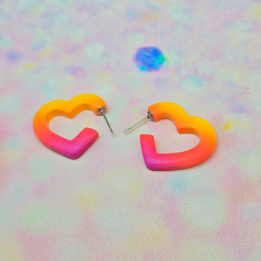 Mini Sunset Ombre Heart Hoops