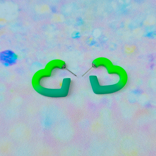 Mini Green Ombre Heart Hoops