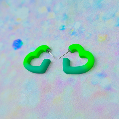 Mini Green Ombre Heart Hoops