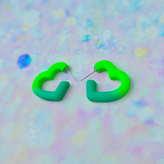 Mini Green Ombre Heart Hoops