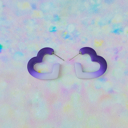 Mini Purple Ombre Heart Hoops