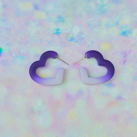 Mini Purple Ombre Heart Hoops