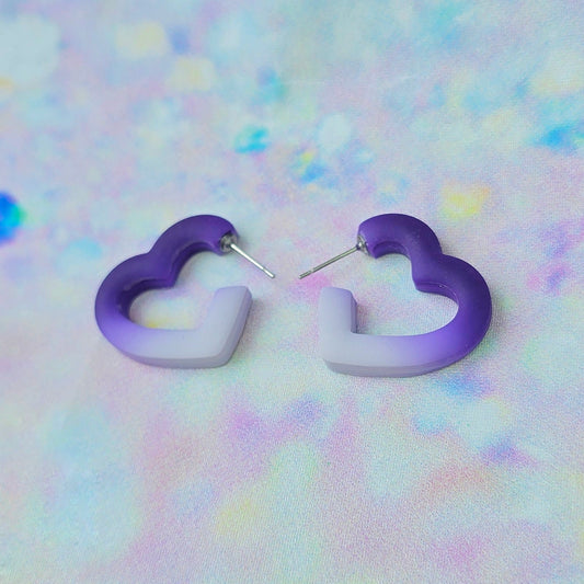Mini Purple Ombre Heart Hoops