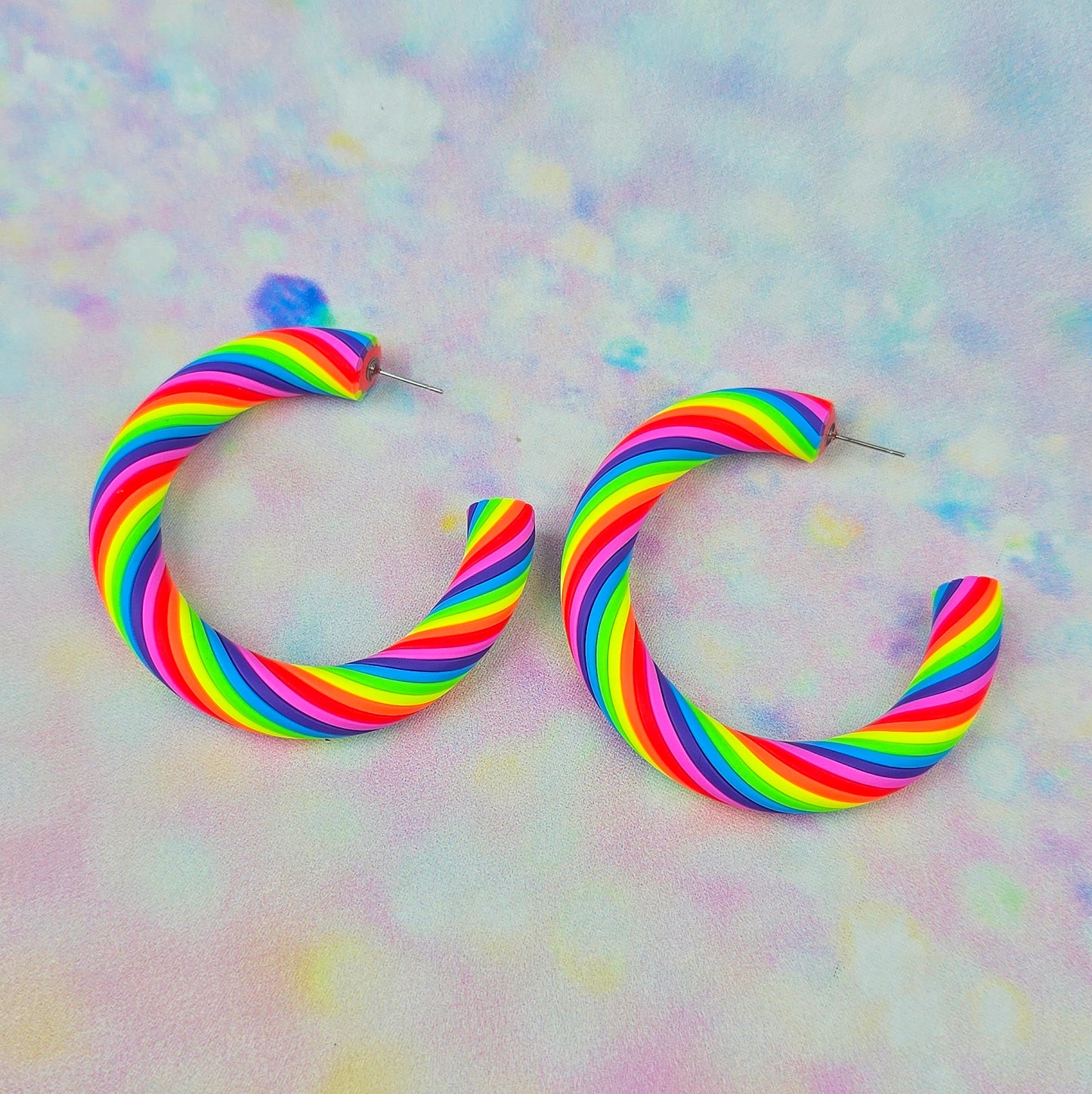 Neon Rainbow Twisted Hoops
