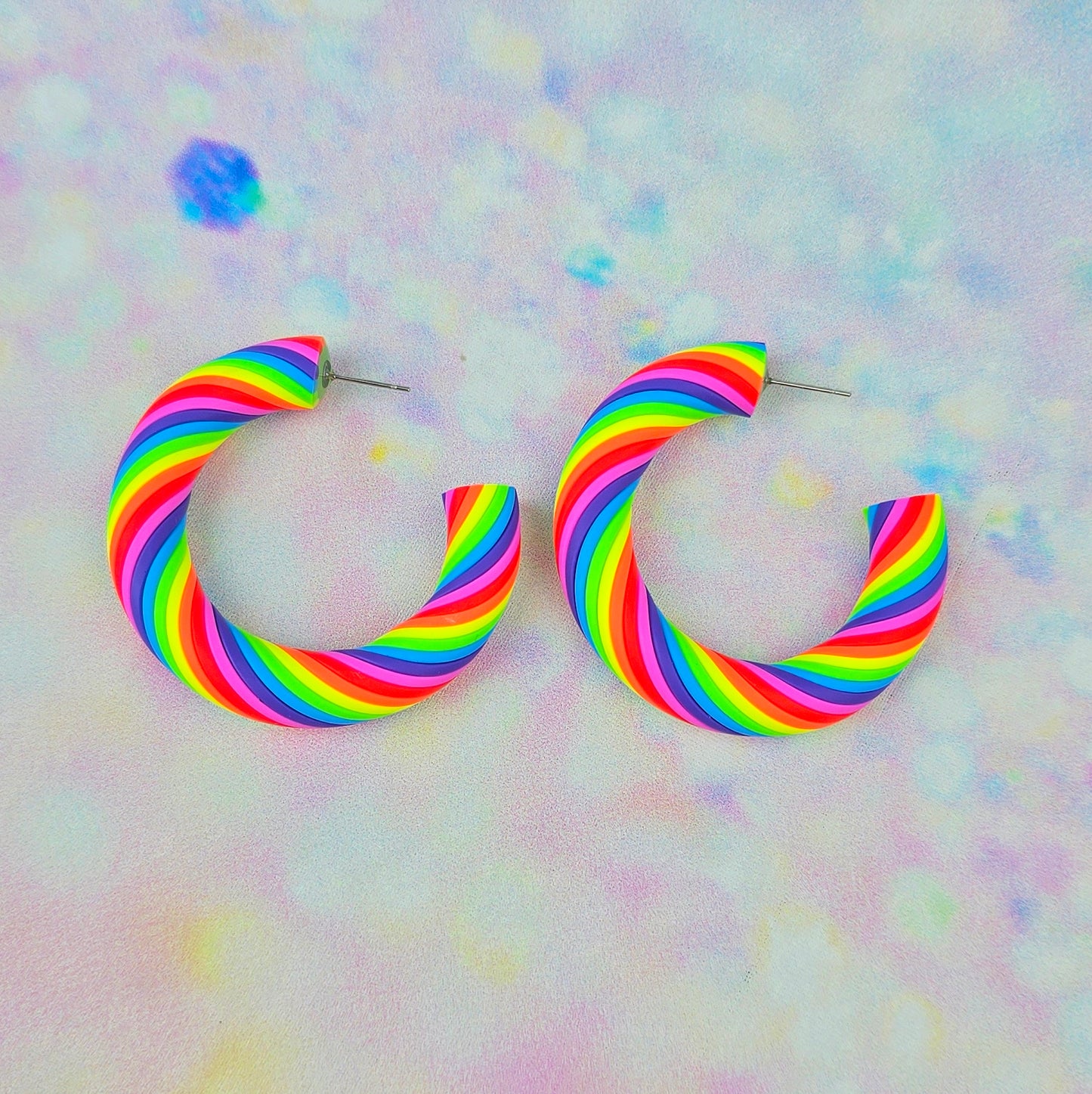 Neon Rainbow Twisted Hoops