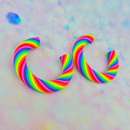 Neon Rainbow Twisted Hoops